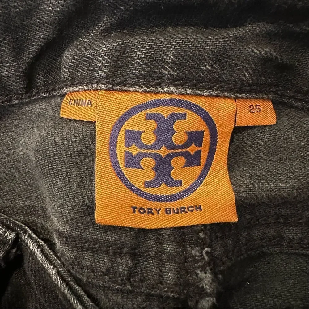 Tory Burch Super Skinny‎ Jeans Women's Size 25 Black Ankle Zip Denim Stretch